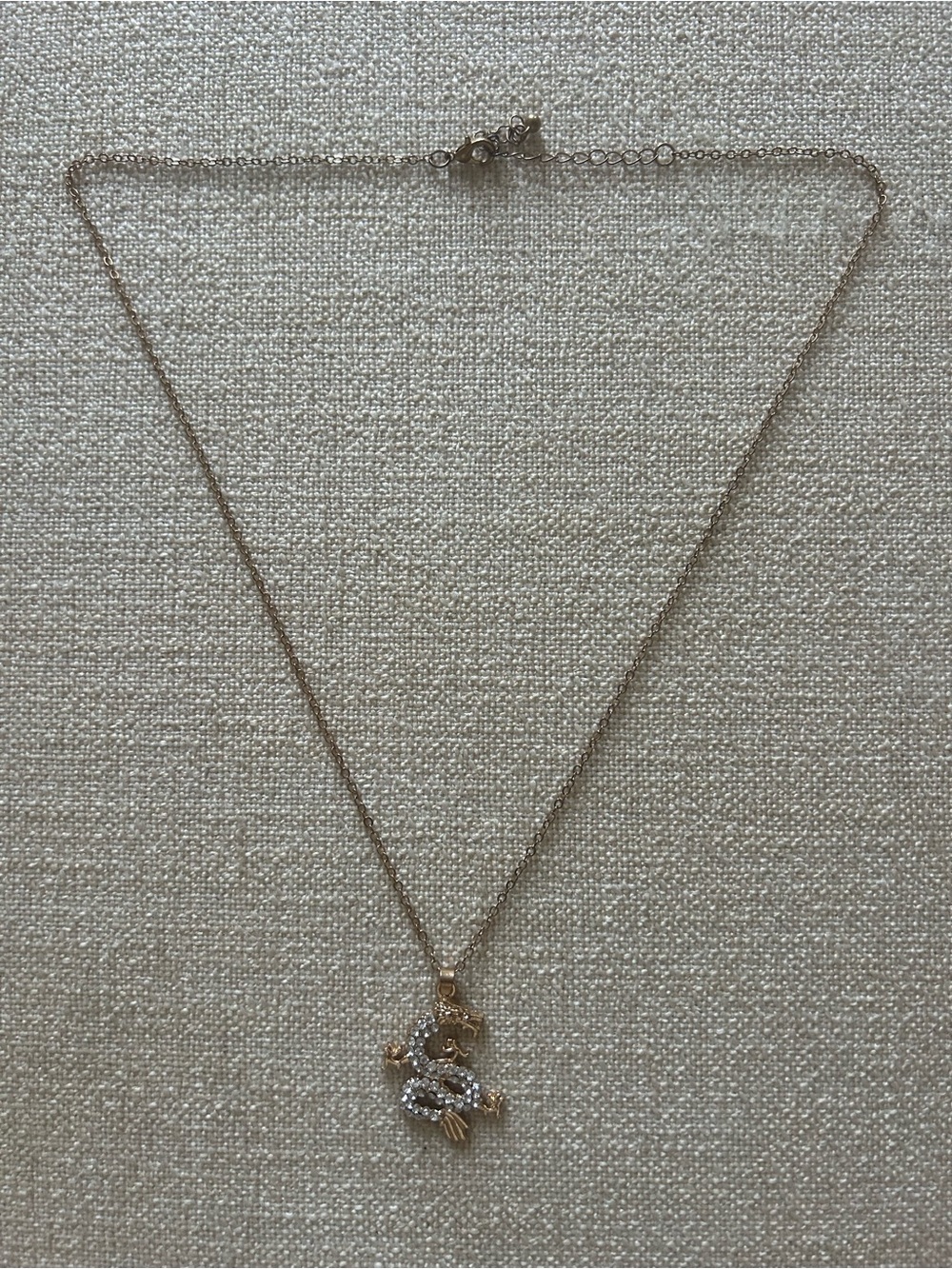 Delicate Gold Tone Dragon Pendant Necklace - Women Jewelry